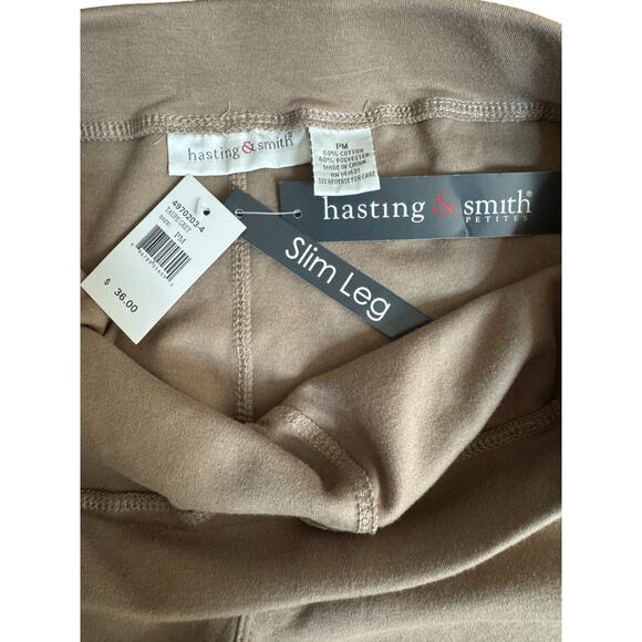 Hasting & Smith Slim Leg Pants PM Petite Taupe Gray Cotton Blend New with Tags - Picture 5 of 8